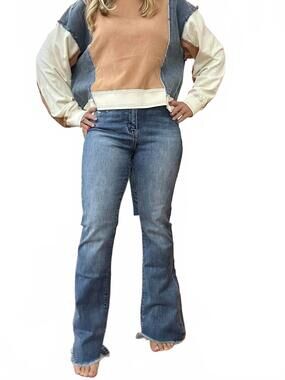 NEW LOVERVET slant cut flare hem jeans in denim
